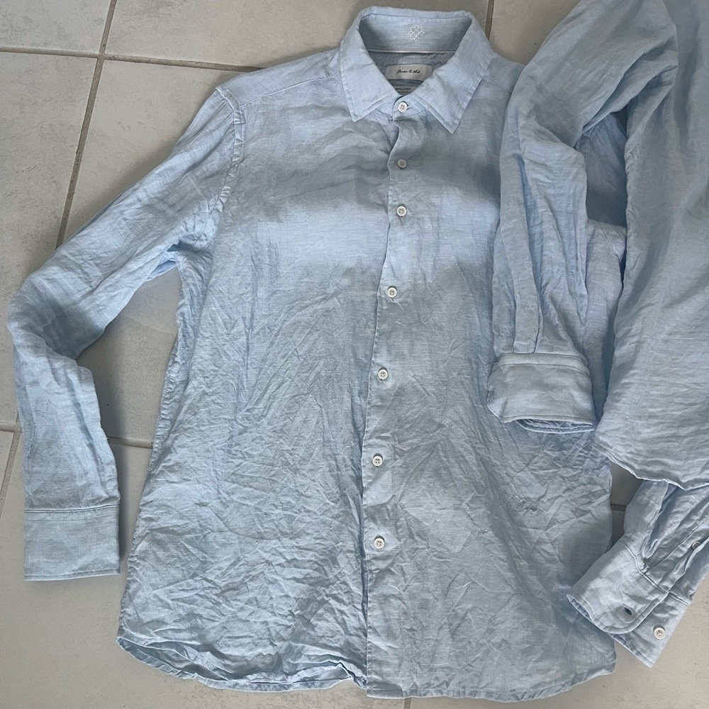 Porter & Ash Bundle 2 100% Linen Button Ups Size Medium Color Baby Blue - Picture 5 of 14